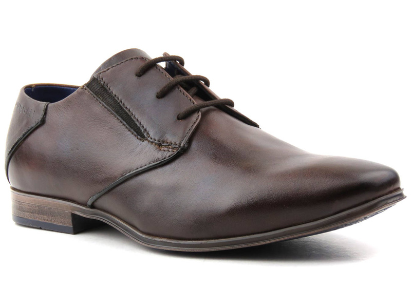 Elegantní pánské boty z přírodní kůže - BUGATTI 312-A311E-4100, hnědá