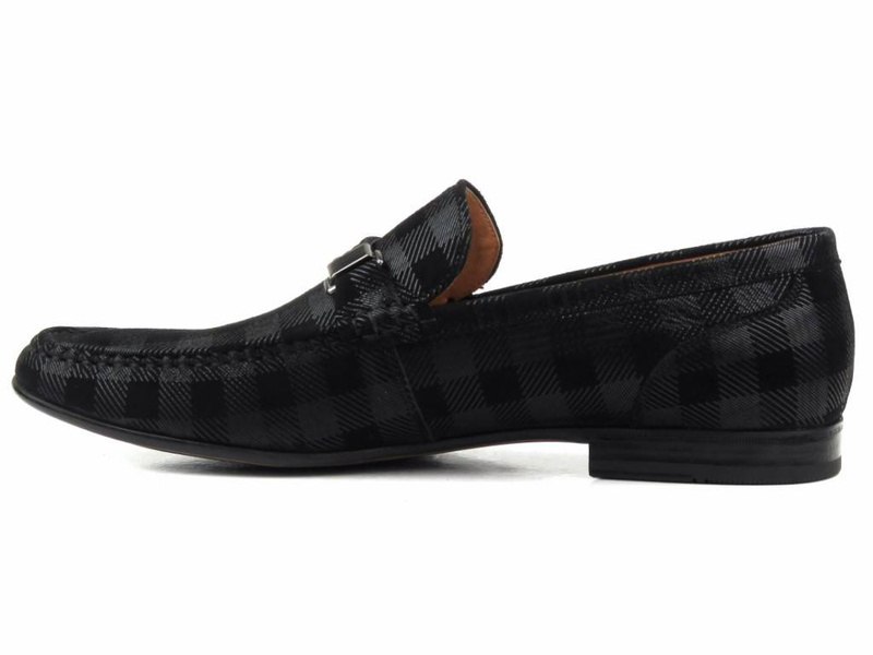 Elegantní pánské mokasíny JOHN DOUBARE 673A-15-H04, černé kostkované