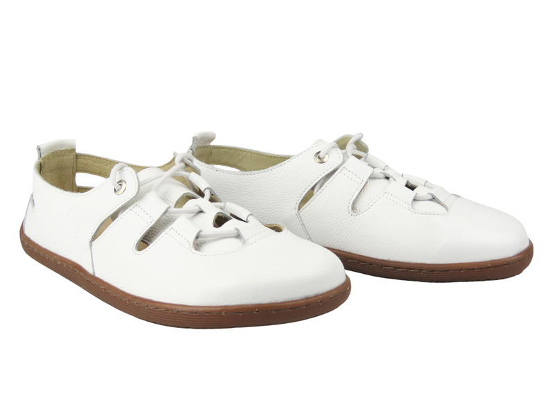 Dámské bílé kožené nízké boty Barefoot Helios Comfort 438B