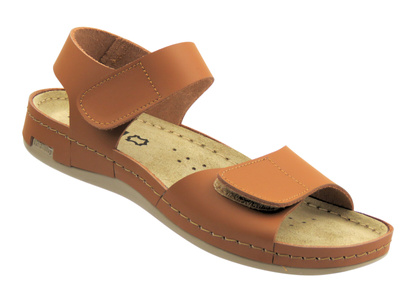 Sportovní dámské sandály se třemi pásky na suchý zip - HELIOS Komfort 205, světle béžová