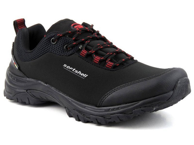 Pánské softshellové trekingové kalhoty - AMERICAN CLUB WT47/21(22), černo-červené