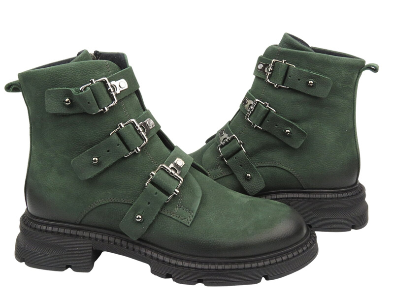 Dámské kotníkové boty s lesklými pásky - VENEZIA Y004NUGROBB044, zelené