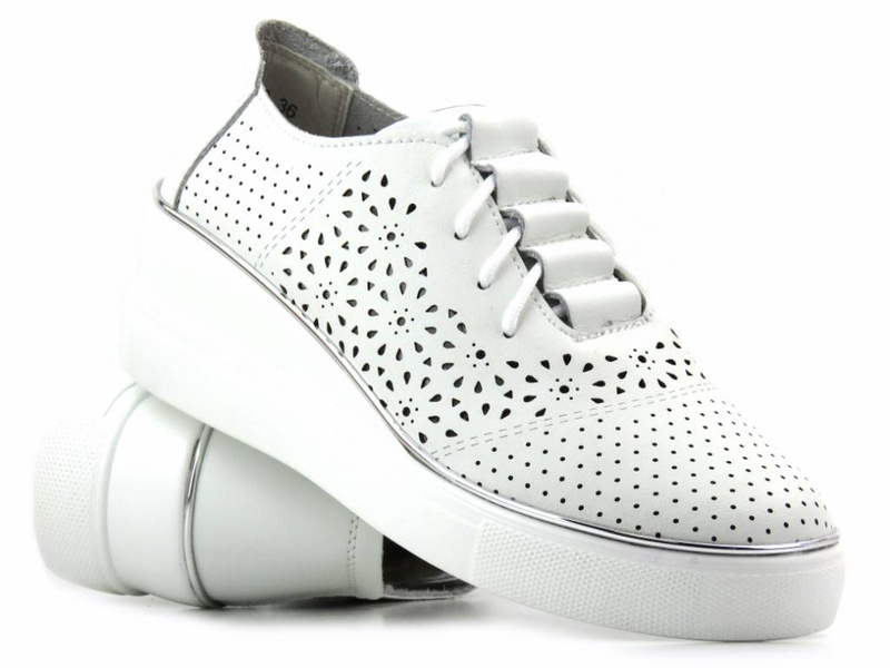 Dámské prolamované boty na klínku - Artiker 48C1532, bílé