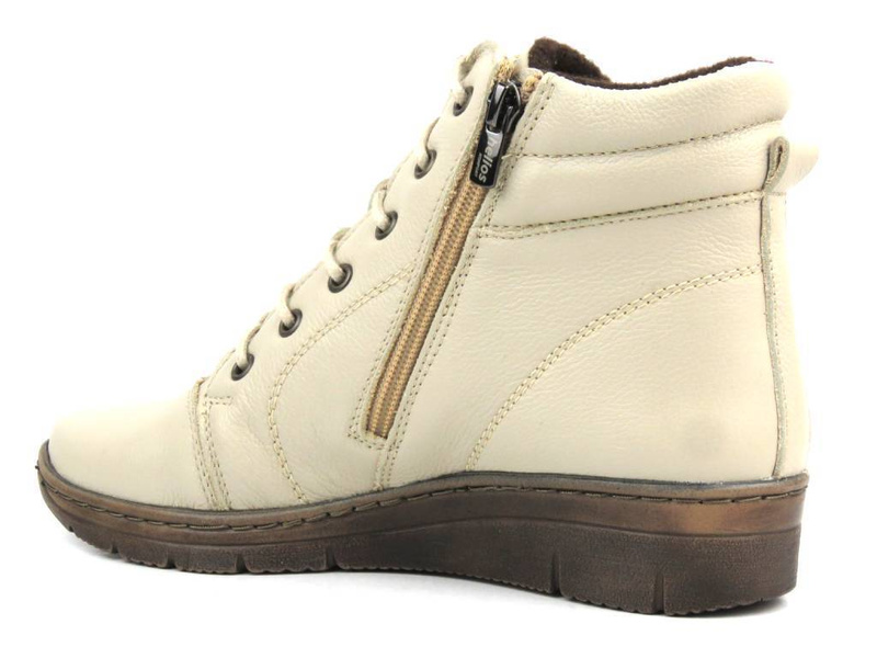 Zateplené dámské kotníkové boty - HELIOS Komfort 562, ecru 2