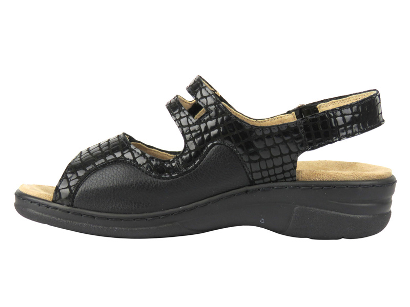 Dámské černé kožené sandály HELIOS Comfort 165