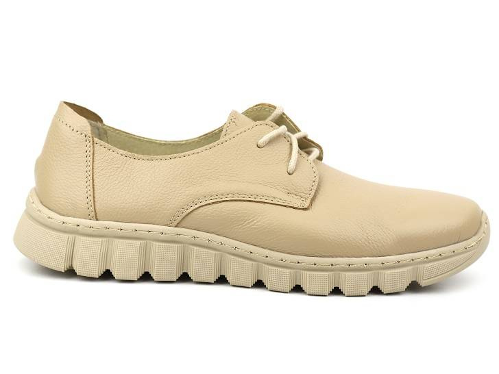 Lehké pohodlné dámské kožené boty - Helios Komfort 417, světle béžová