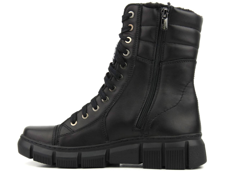 Kožené kotníkové boty, dámské pracovní s vlnou - HELIOS Komfort 611-2, černé