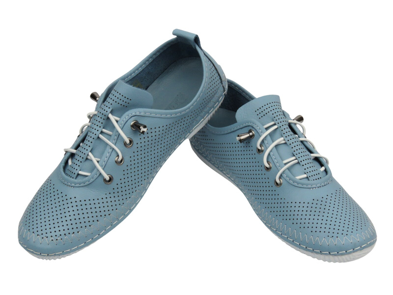 Ažurové dámské polobotky z přírodní kůže - Artiker 54C0835, modré