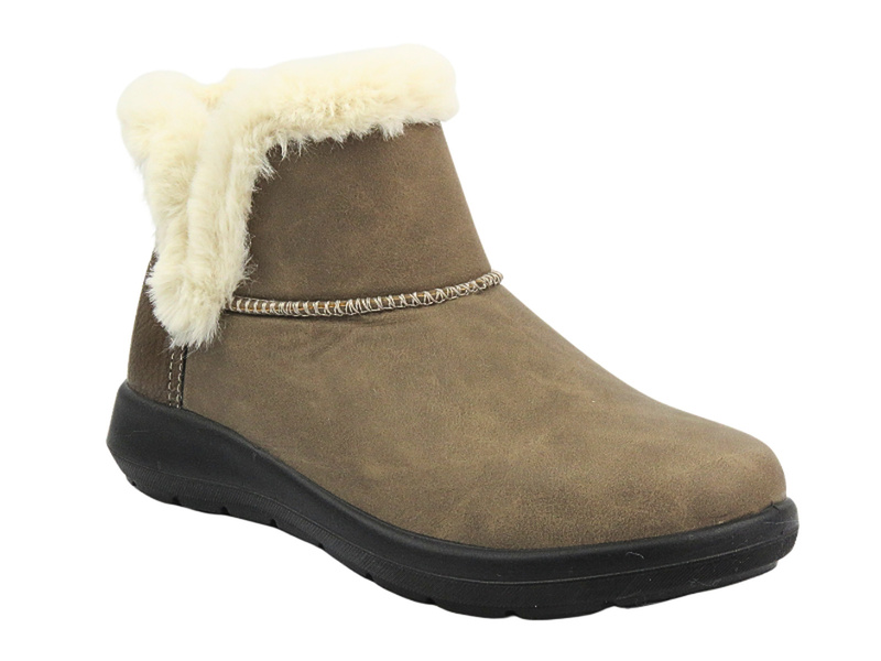 Dámské kozačky s ozdobným kožíškem - Inblu WG-60 Brown - nazouvací