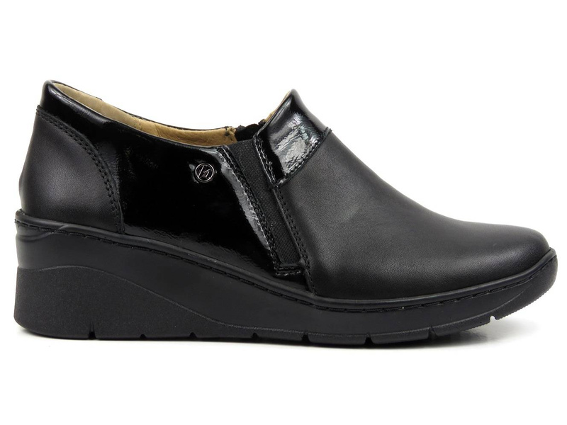 Dámské kožené boty se zvýšenou podrážkou - HELIOS Komfort 348, černá