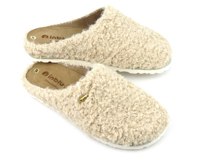 Dámské pantofle s koženou, vyjímatelnou stélkou - INBLU CS-33, béžová