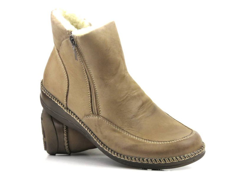 Pohodlné, lehké dámské kotníkové boty na zip - HELIOS Komfort 696, béžová