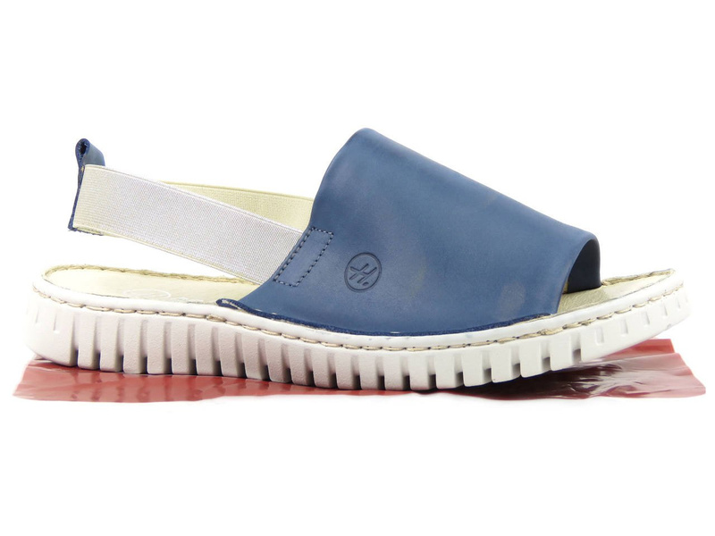 Dámské kožené sandály s gumičkou - HELIOS Komfort 261, tmavě modrá