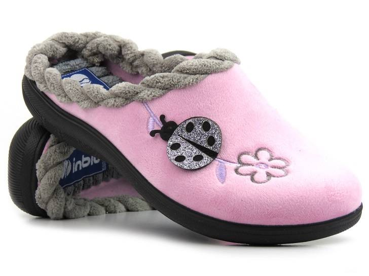 Dámské pantofle s jemně masírující vložkou - INBLU EC-84, růžové s beruškou