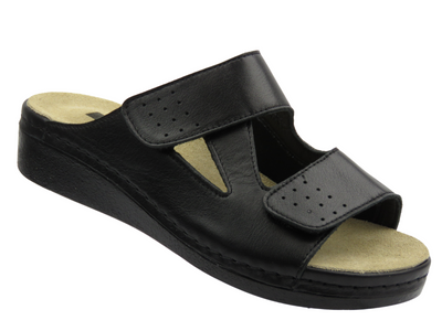 Dámské pantofle na suchý zip černé Leon 5010  