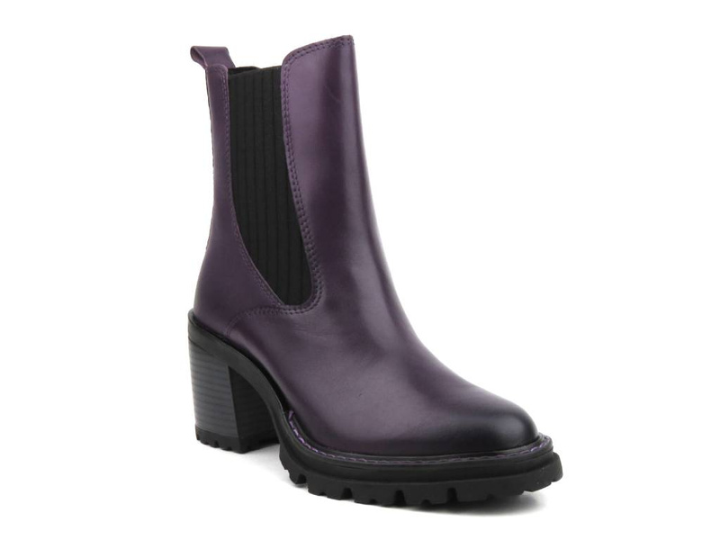 Vysoké, kožené dámské kotníkové boty - MARCO TOZZI 504 -M2582841, fialové