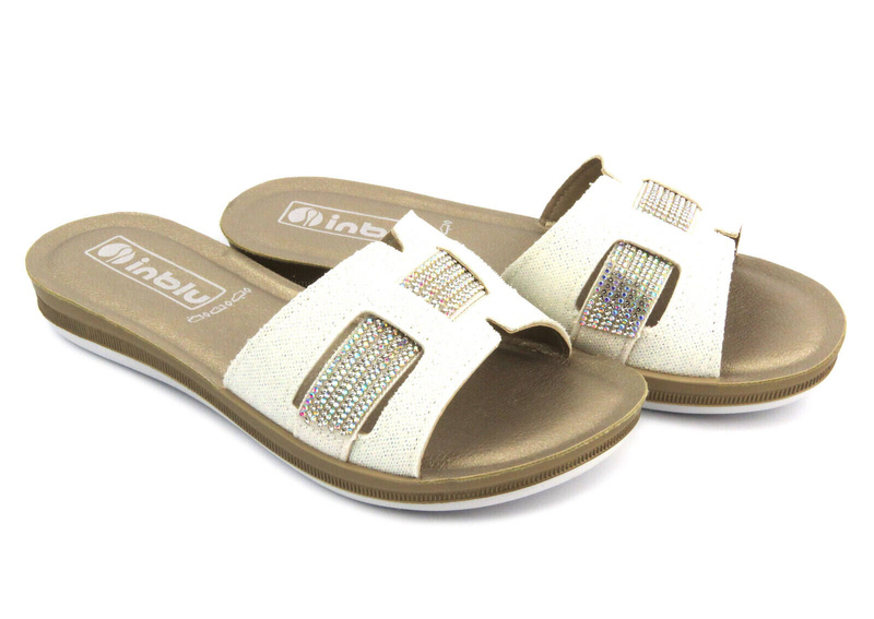 Pohodlné dámské žabky s lesklým svrškem - INBLU BA-50, bílá