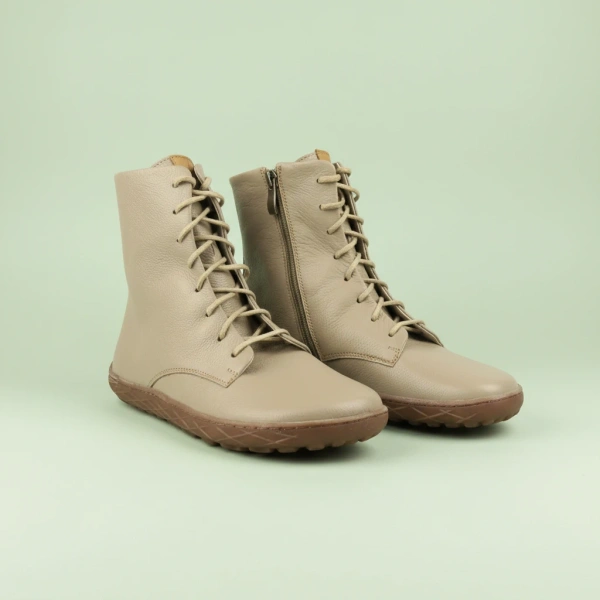 Dámské zateplené minimalistické barefoot kotníkové boty Nika Komfort 1442, cappuccino