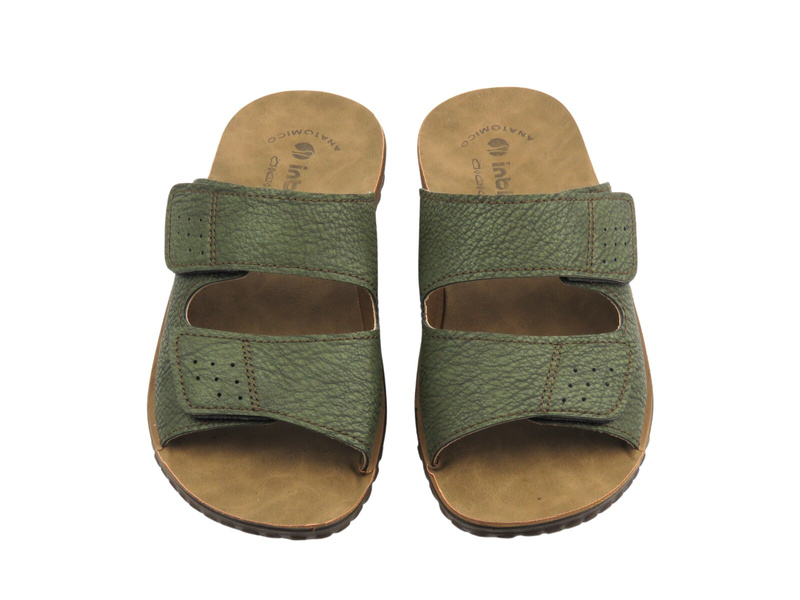 Pohodlné pánské pantofle na suchý zip, zelené, Inblu BRAIES