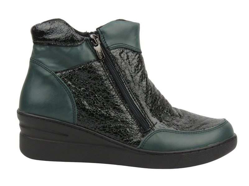 Dámské kožené kotníkové boty na zip - HELIOS Komfort 601, tmavě modrá