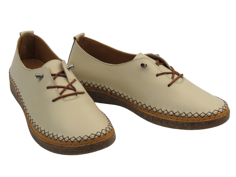 Kožené, dámské jarní polobotky – Nika Komfort H8205, světle šedé