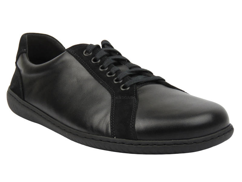 Barefoot kožené minimalistické pánské polobotky šíře H černé Wasak 0741