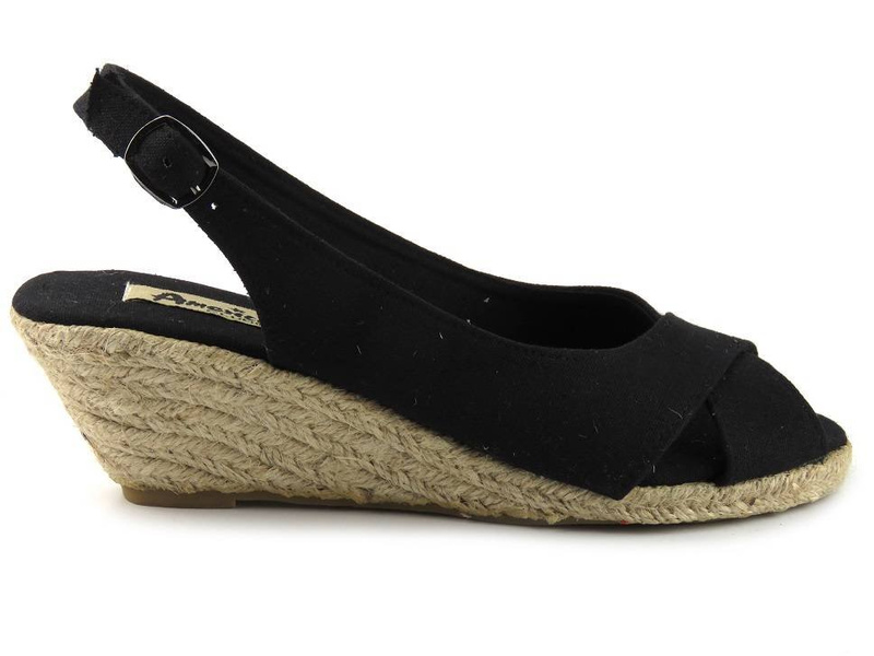 Dámské sandály, espadrilky na klínku - American Club OSE10-231, černé