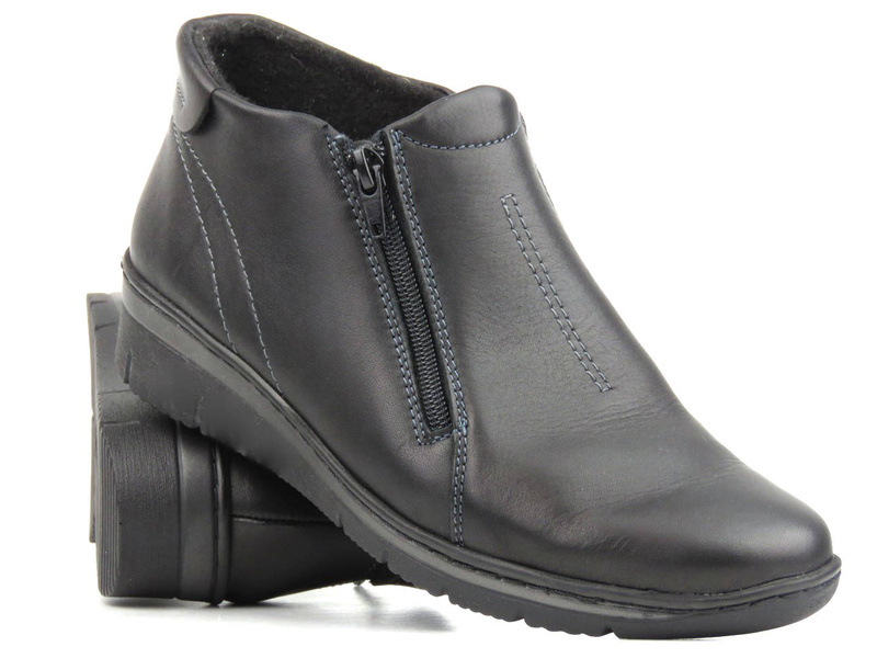 Dámské kotníkové boty na dva zipy - HELIOS Komfort 545-2, černé