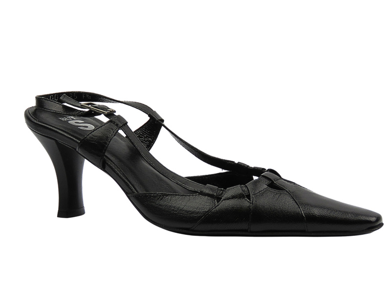 Kožené dámské lodičky na jehlovém podpatku černé But-S l041B