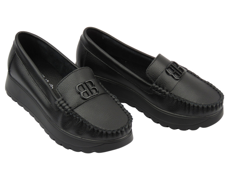 Dámské boty a mokasíny z přírodní kůže - Vinceza 66771, černá