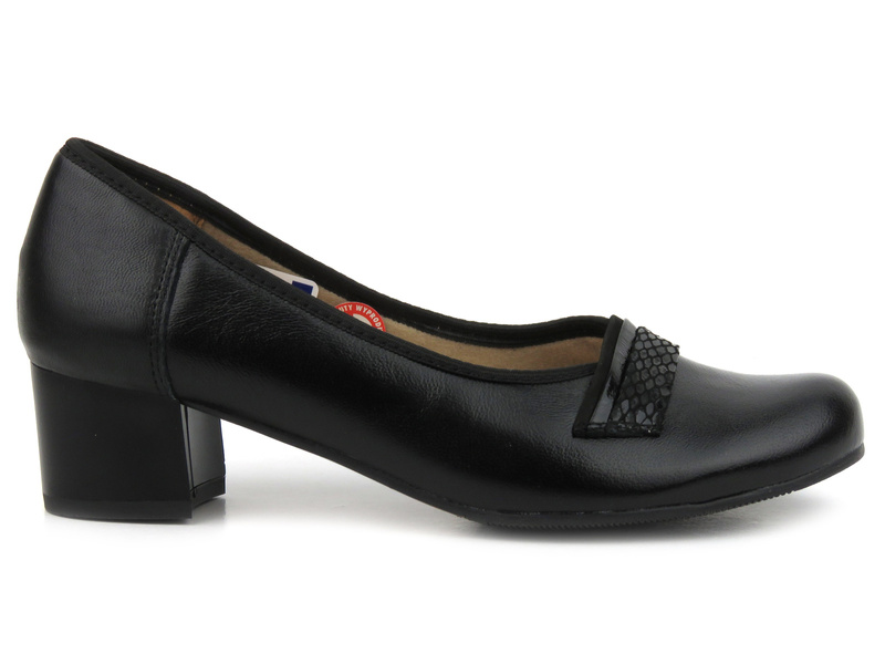 Kožené lodičky na nízkém podpatku - GALANT 940, černé