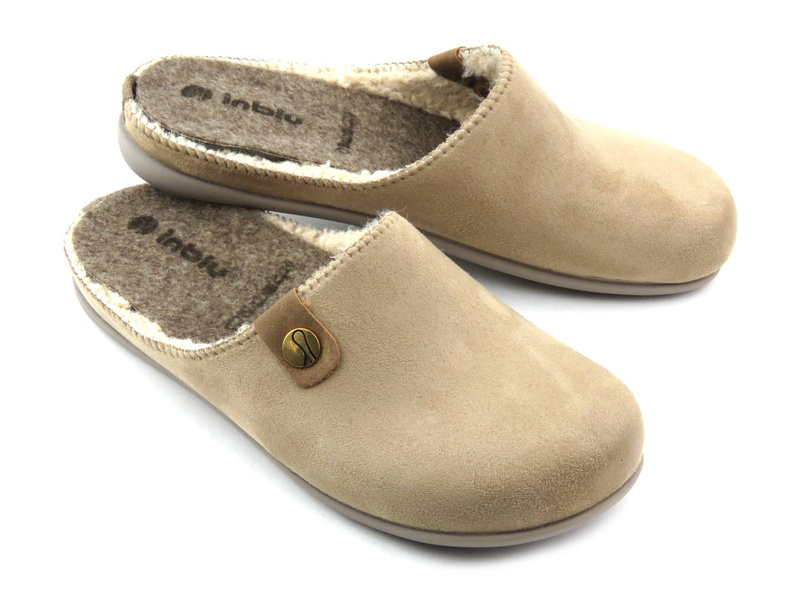 Teplé dámské pantofle s vyjímatelnou vložkou - INBLU GF-11, béžové