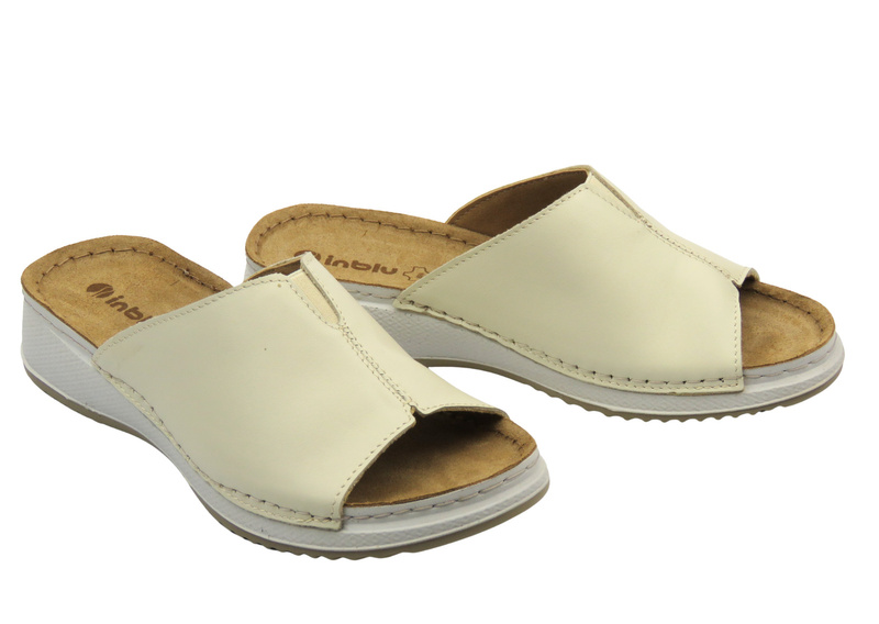 Dámské kožené pantofle béžové INBLU SD-4KU