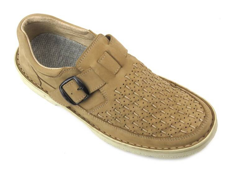 Vzdušné pánské boty z přírodní kůže - Helios Komfort 803, světle hnědá