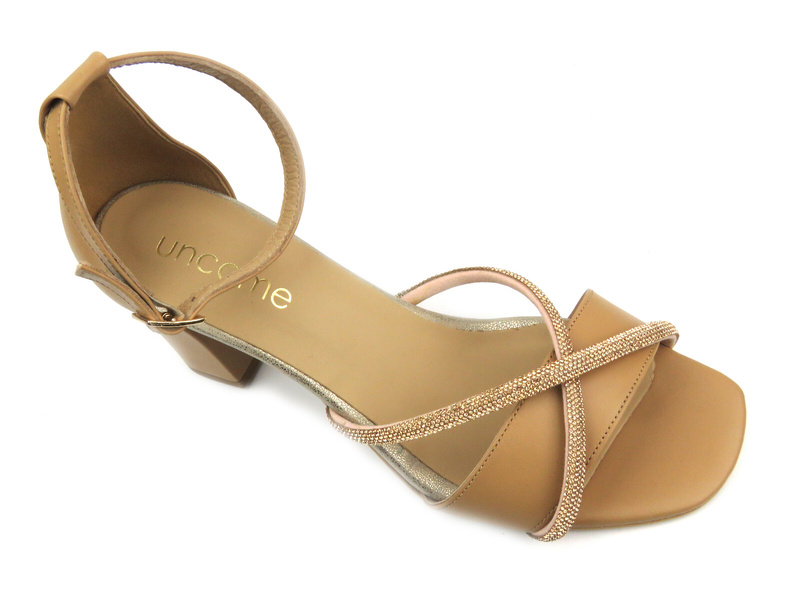 Dámské sandály na vysokém podpatku - UNCOME 38505, hnědé