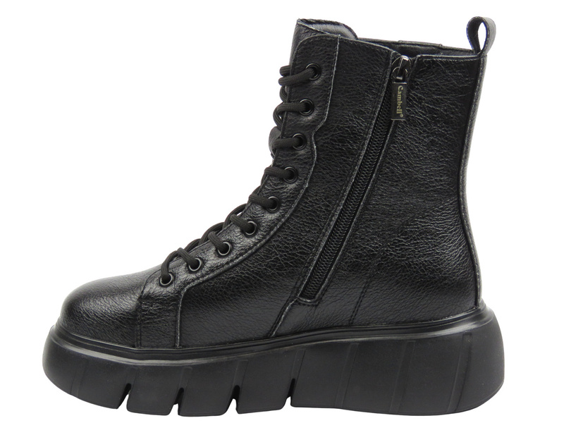 Dámské kožené kotníkové boty černé Cambell 25-19339