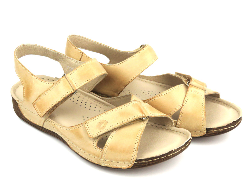 Wygodne sandały damskie polskiej produkcji - Helios Komfort 246, beżowe