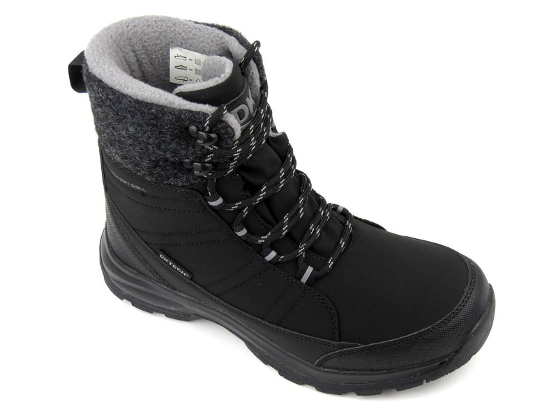 Sněhule, dámské zimní boty s materiálem Softshell - DK TECH 2104, černá a šedá