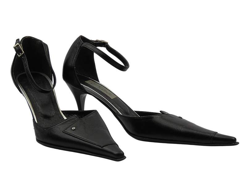 Dámské lodičky na podpatku z kůže, černé, ELDA 125