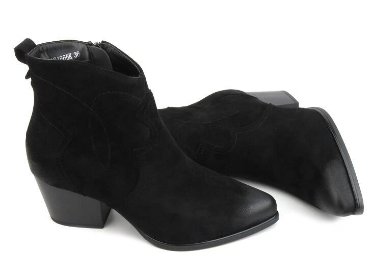 Dámské kotníkové boty na vysokém podpatku - Potocki 23-12186-černé