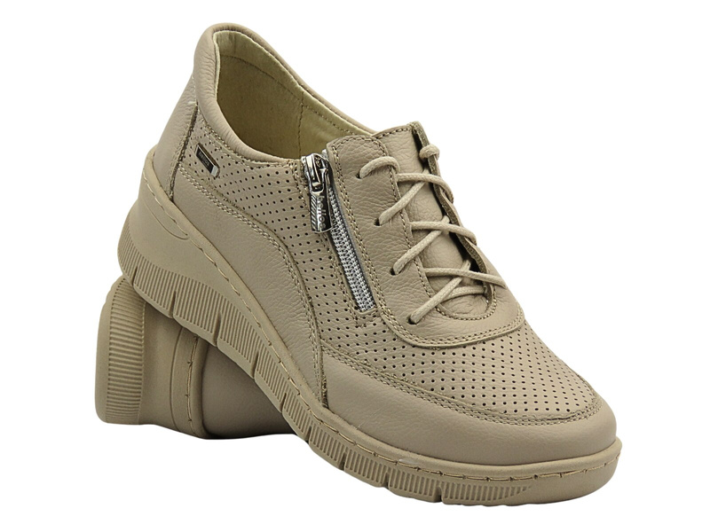 Kožené polobotky, dámské tenisky – Helios 427, ecru