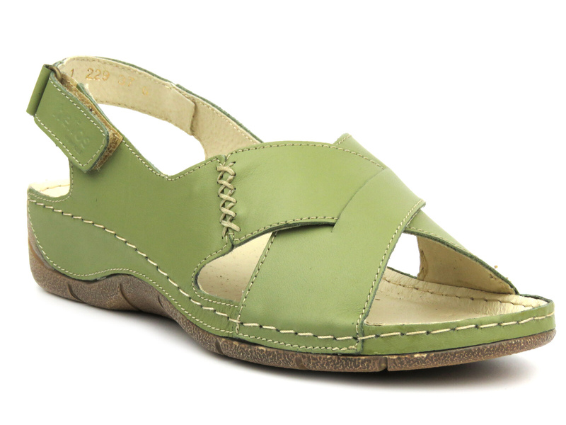 Dámské kožené sandály se zkříženými pásky - HELIOS Komfort 229-1, černé