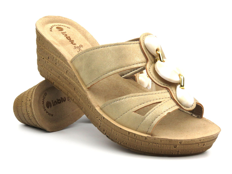 Dámské zdravotní žabky s korkovou stélkou - Inblu VR7B, bílá