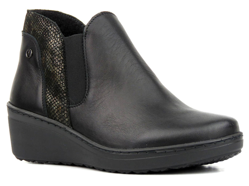 Elegantní dámské kozačky na klínku - HELIOS Komfort 596, černá 2