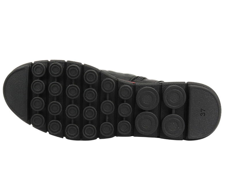 Dámské kotníkové boty na dva zipy - MANITU 990164-04, černé s červenými doplňky