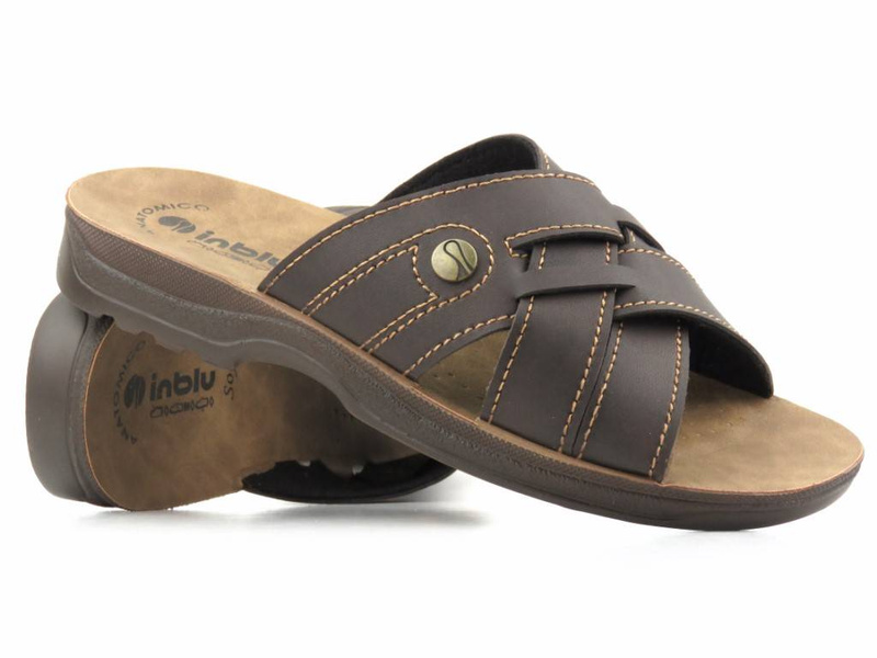 Pánské žabky se zkříženými ramínky - INBLU TG-07, tmavě hnědé