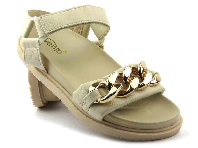 Dámské sandály se zlatým řetízkem - Evento 22SD35-4522, béžové