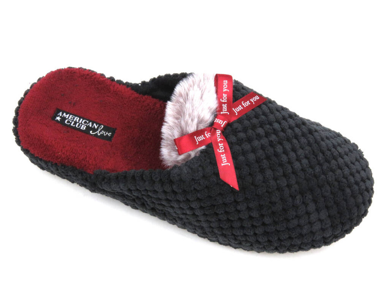 Teplé dámské pantofle - americké SL 13/23, černé