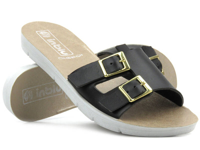 Pohodlné dámské žabky s přezkami - INBLU 1, černé