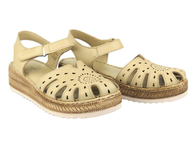 Dámské kožené sandály Nika Comfort 0162-25, béžové